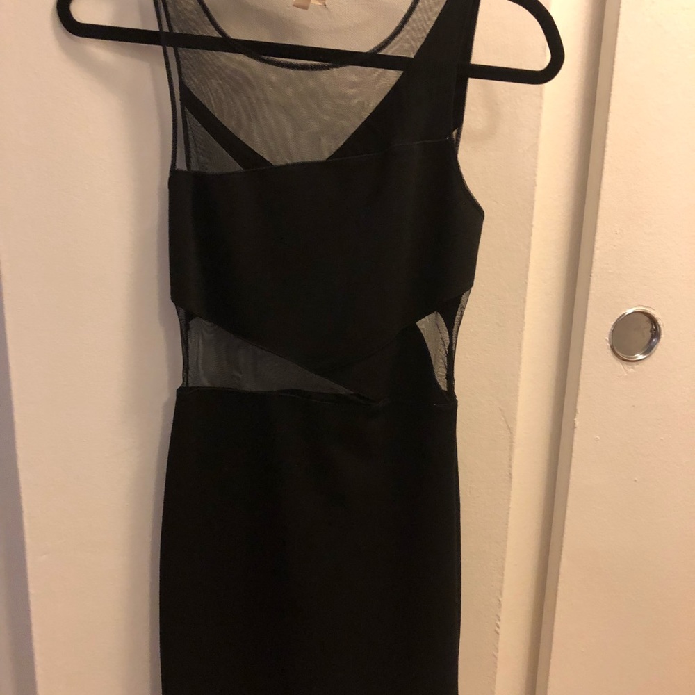 Silence + noise mesh black cutout bodycon dress